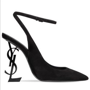 YSL Opyum Slingback Pumps in Suede with Black Heel